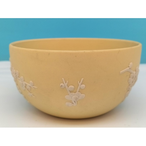 533 - Wedgwood Primrose/Yellow Jasper Prunus Pattern Bowl and Ashtray. Bowl 6.5cm High, 12cm Diameter.