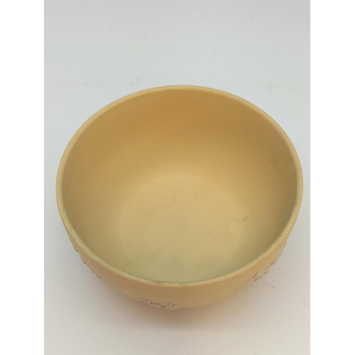 533 - Wedgwood Primrose/Yellow Jasper Prunus Pattern Bowl and Ashtray. Bowl 6.5cm High, 12cm Diameter.