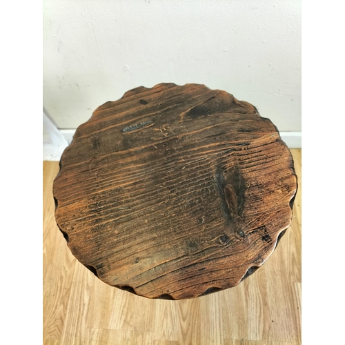 540 - Carved Wooden Spanish Colonial Style Occasional Table. 50cm High, 39cm Diameter. Collection Only.