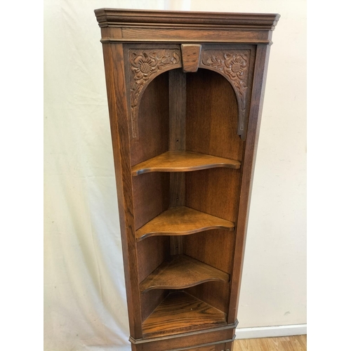 565 - Jaycee Furniture (Brighton) Wooden Corner Cupboard with Four Shelves and Cupboard. 175cm High, 45cm ... 