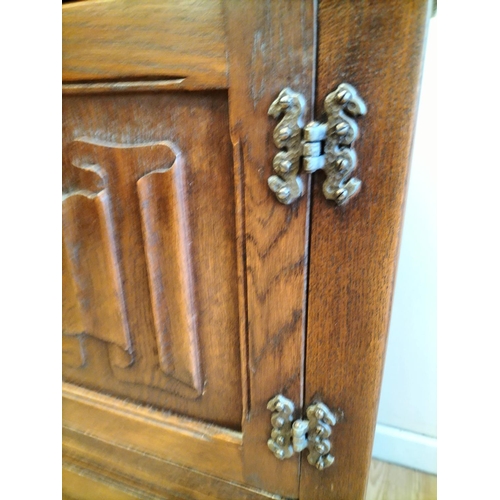 596 - Wooden Priory Style Cupboard Over One Drawer Side Unit. 85cm High, 79cm x 40cm. Collection Only.