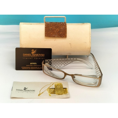 637 - Cased Vintage Pair of Daniel Swarovski Glasses (Eye Wear) with Certificate of Authenticity.