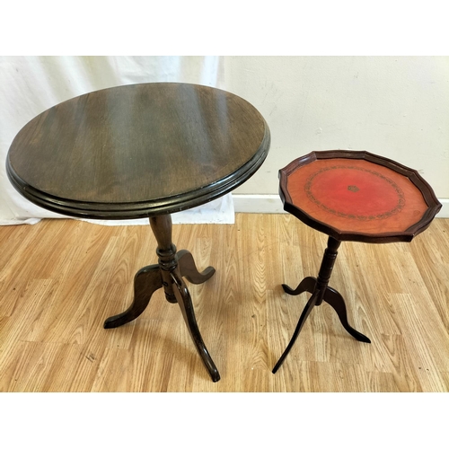 639 - Tri Footed Side Tables (2). Largest 62cm High, 45cm Diameter. Collection Only.