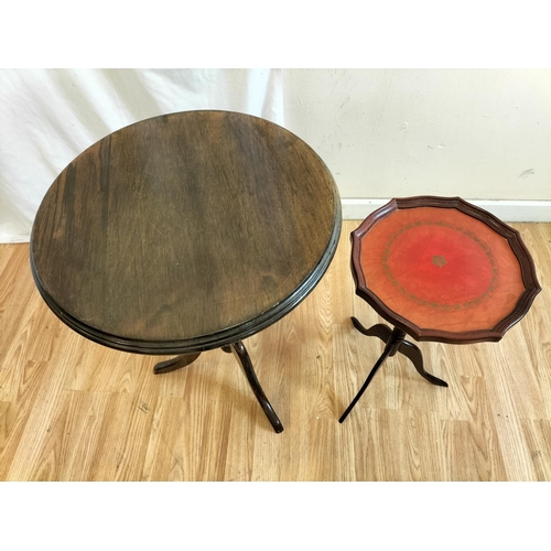 639 - Tri Footed Side Tables (2). Largest 62cm High, 45cm Diameter. Collection Only.