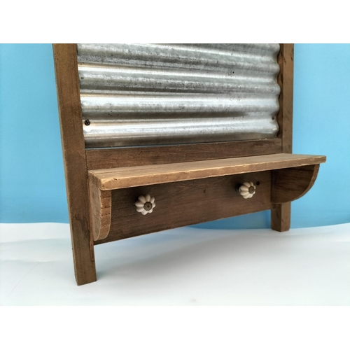 488 - Wood Framed Laundry Service Clean and Fresh Washboard Style Shelf and Hanger. 64cm High, 33cm x 10cm... 