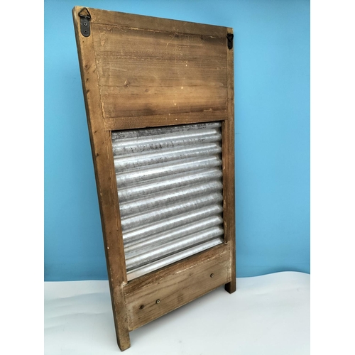 488 - Wood Framed Laundry Service Clean and Fresh Washboard Style Shelf and Hanger. 64cm High, 33cm x 10cm... 