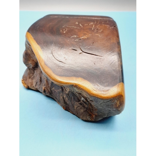 541 - Californian Redwood Burl Lidded Box. 7cm High, 10cm x 10cm.