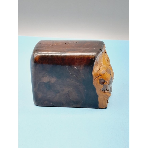 541 - Californian Redwood Burl Lidded Box. 7cm High, 10cm x 10cm.