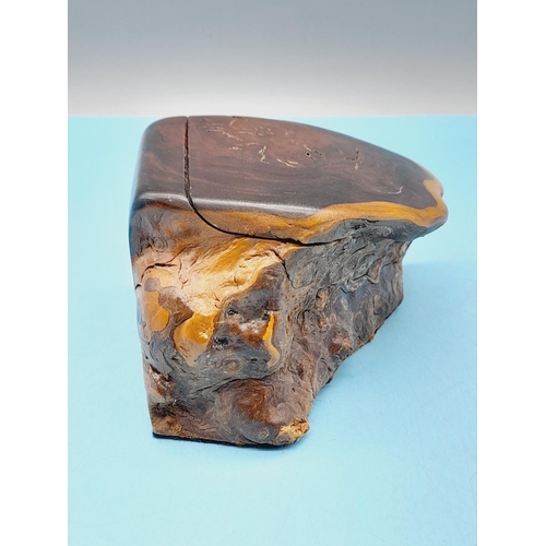 541 - Californian Redwood Burl Lidded Box. 7cm High, 10cm x 10cm.