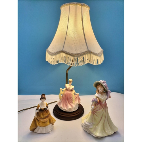 542 - Royal Doulton Lady Figure 'Katie' HN 3360, Serenade Figure 'Kirstein' plus 50cm Table Lamp W/O.