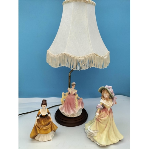 542 - Royal Doulton Lady Figure 'Katie' HN 3360, Serenade Figure 'Kirstein' plus 50cm Table Lamp W/O.