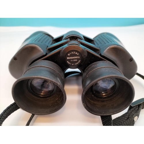 553 - Cased and Boxed Helios Voyager III Compact Binoculars plus Bushnell 8 x 42 Field Binoculars. Both Ha... 