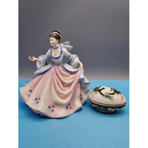 561 - Royal Doulton 20cm Lady Figure 'Rebecca', Mason's 'Charteuse' Egg plus Costume Jewellery.