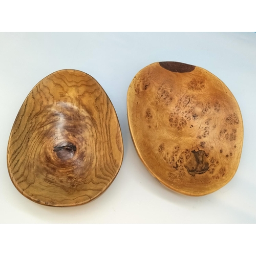 564 - Burlwood Fruit Bowls/Table Centrepiece (2). Largest 23cm x 17cm x 6cm.