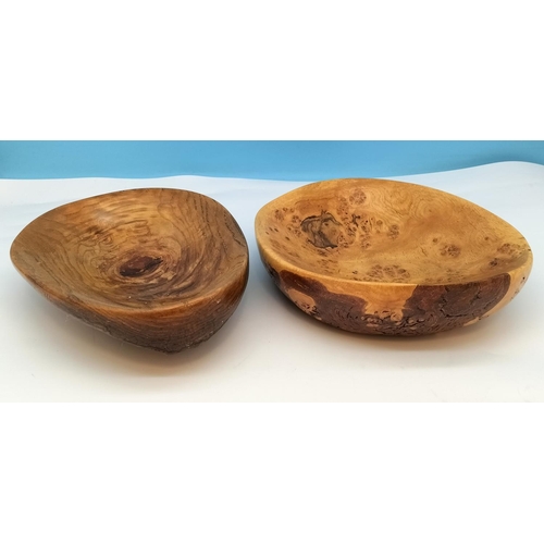 564 - Burlwood Fruit Bowls/Table Centrepiece (2). Largest 23cm x 17cm x 6cm.