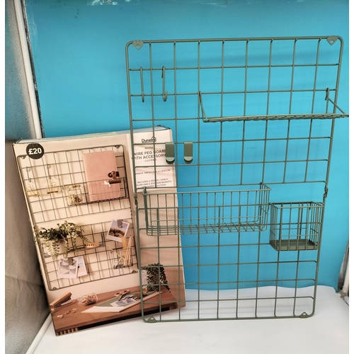 642 - Vintage Schreiber 40cm Mirror on Stand plus Dunelm Wire Pegboard. Collection Only.