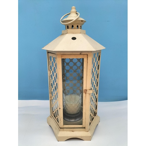 646 - Modern Indoor Lantern with Candle. 43cm Tall.