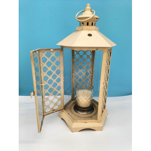 646 - Modern Indoor Lantern with Candle. 43cm Tall.