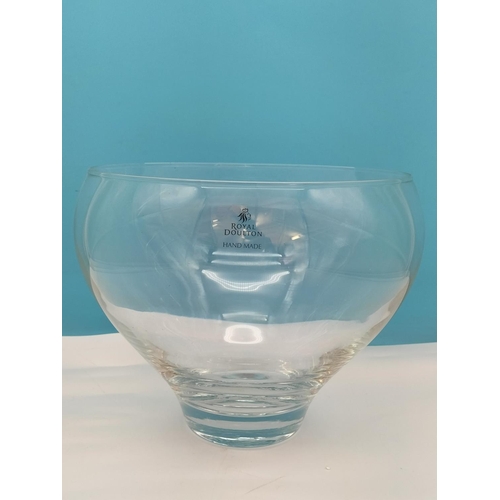 647 - Royal Doulton Hand Blown Table Top Glass Bowl. 21cm High, 24cm Diameter.