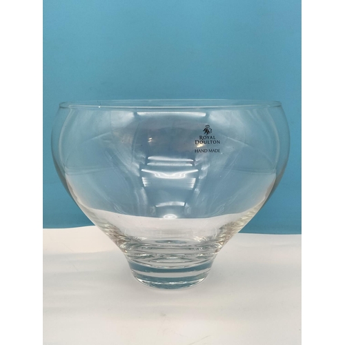 647 - Royal Doulton Hand Blown Table Top Glass Bowl. 21cm High, 24cm Diameter.