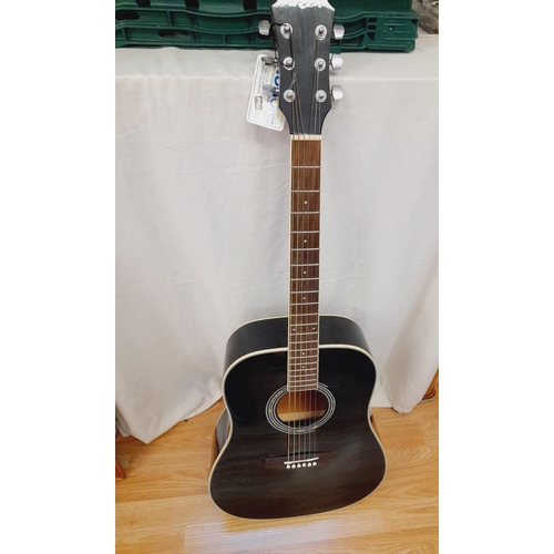 649 - Aria AW-20 BK Acoustic Guitar with Case. Collection Only.