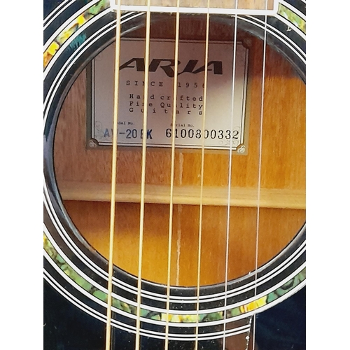 649 - Aria AW-20 BK Acoustic Guitar with Case. Collection Only.