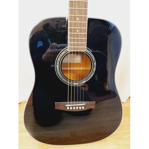 649 - Aria AW-20 BK Acoustic Guitar with Case. Collection Only.