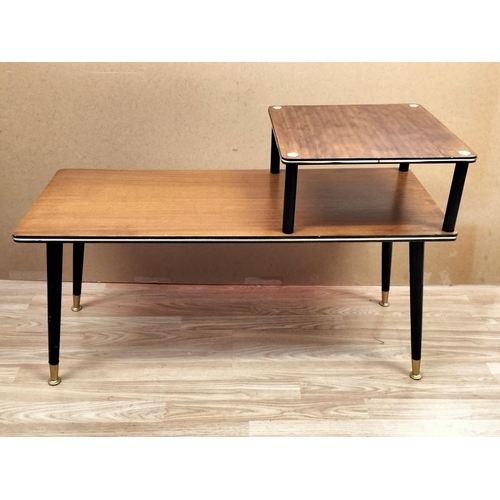 650 - Vintage Mid Century Atomic 2 Tier Step End Table. 58cm High, 91cm x 38cm. Collection Only.