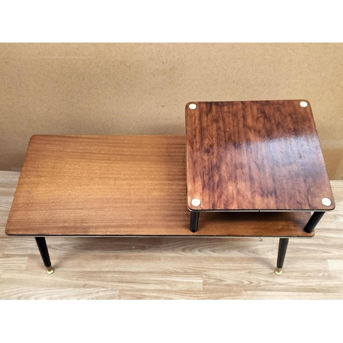 650 - Vintage Mid Century Atomic 2 Tier Step End Table. 58cm High, 91cm x 38cm. Collection Only.