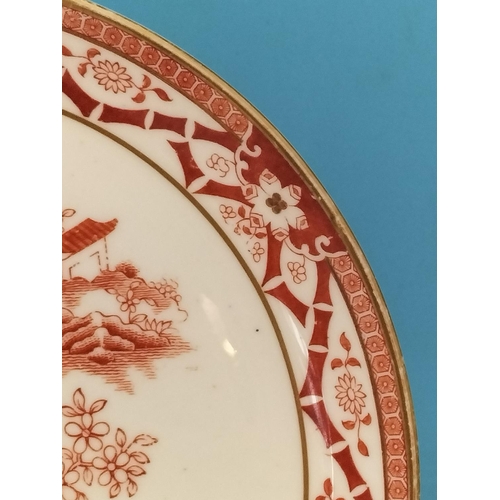 115 - Grainger Worcester 25cm Cake/Sandwich Plate in a Temple/Pagoda Pattern. 1870-1889. Chip to Base.