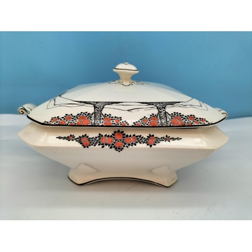 117 - Crown Ducal 'Orange Tree' Lidded Tureens (2) plus Gravy/Sauce Jug Rd No 7112701. Largest 14cm High, ... 