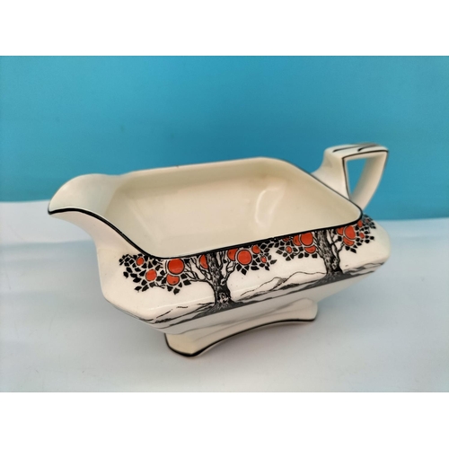 117 - Crown Ducal 'Orange Tree' Lidded Tureens (2) plus Gravy/Sauce Jug Rd No 7112701. Largest 14cm High, ... 