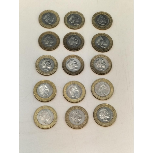 189 - Quantity of £2 Coins (15) to include Shakespeare, Stephenson's Rocket, DNA, etc.