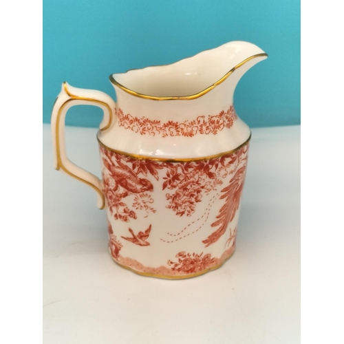 196 - Royal Crown Derby 'Red Aves' Pattern items (5) to include Jug, Soup Bowl, 24cm Plate plus Cup and Sa... 