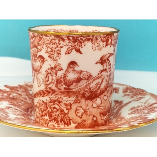 196 - Royal Crown Derby 'Red Aves' Pattern items (5) to include Jug, Soup Bowl, 24cm Plate plus Cup and Sa... 