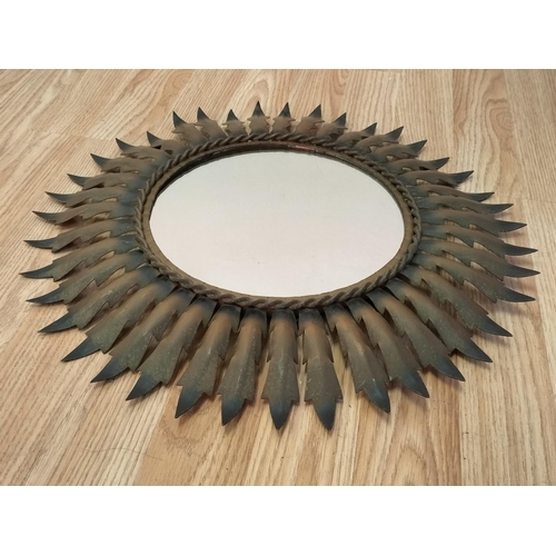 201 - Vintage 1950's Metal Two Tone Sunburst Mirror. 45cm Diameter.