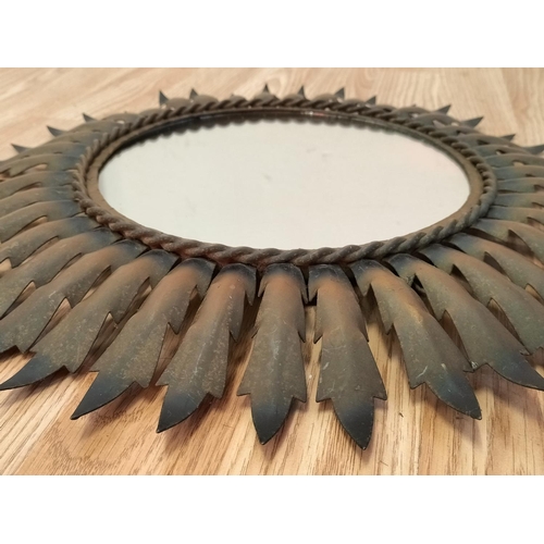 201 - Vintage 1950's Metal Two Tone Sunburst Mirror. 45cm Diameter.