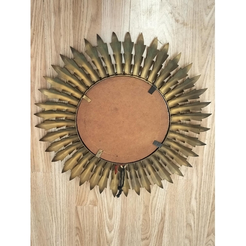 201 - Vintage 1950's Metal Two Tone Sunburst Mirror. 45cm Diameter.