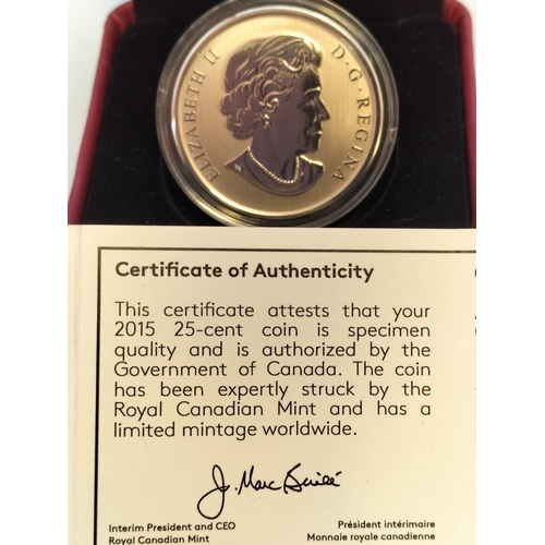 207 - Boxed Royal Canadian Mint 25 Cent 2015 'Ducks of Canada - Cinnamon Teal' Coloured Coin with Certific... 