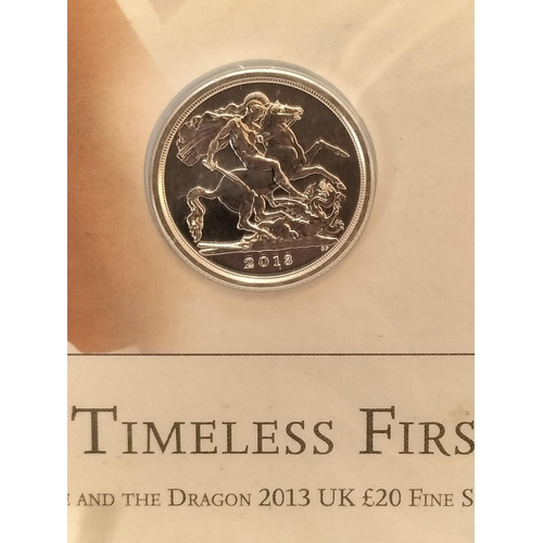 208 - Royal Mint 'The George and the Dragon' 2013 UK £20 Fine Silver Coin.