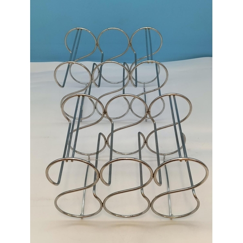 209 - 2 x Metal Stackable Wine Bottle Holders. Each Holds 6 Bottles. Each 22cm High, 29cm x 18cm.