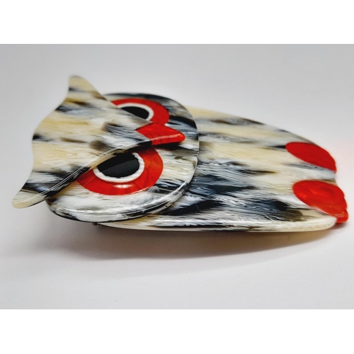 245 - Lea Stein (Paris) 'Buba the Owl' Brooch. 6.5cm x 5cm.