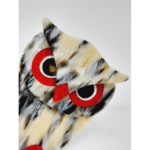 245 - Lea Stein (Paris) 'Buba the Owl' Brooch. 6.5cm x 5cm.