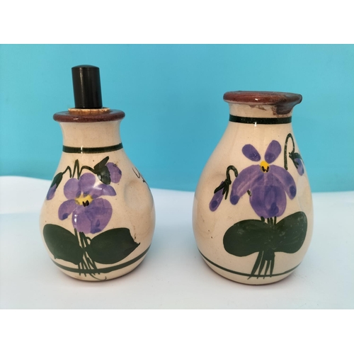 248 - Torquay/Devon Pottery Ware Hand Painted Perfume/Scent Bottles (4) in the Devon Violets Pattern. Tall... 