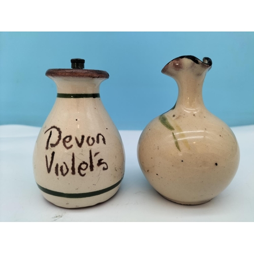 248 - Torquay/Devon Pottery Ware Hand Painted Perfume/Scent Bottles (4) in the Devon Violets Pattern. Tall... 