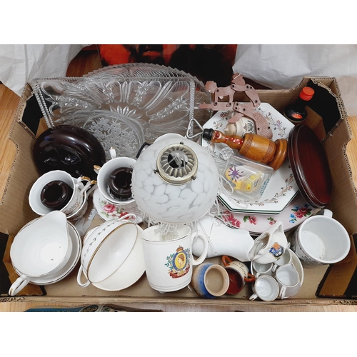 250 - Box of Mixed Items to include Pottery, Glass, LPs, Bakelite Item, etc.