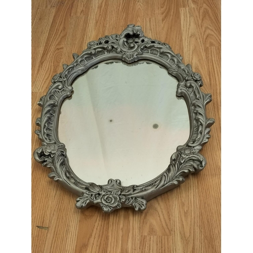 257 - Vintage Reproduction Baroque Style Chalk Framed Mirror. 62cm x 46cm. Collection Only.