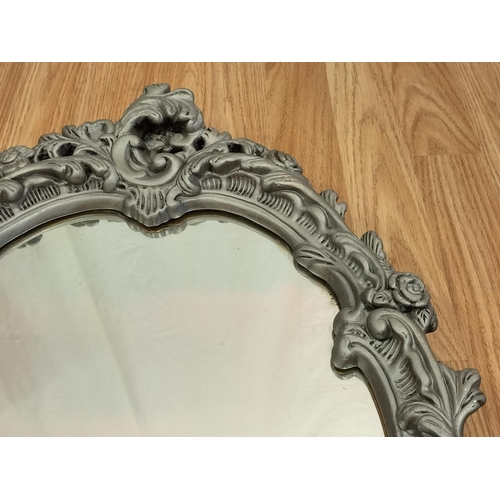 257 - Vintage Reproduction Baroque Style Chalk Framed Mirror. 62cm x 46cm. Collection Only.