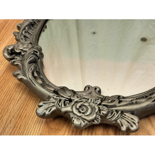 257 - Vintage Reproduction Baroque Style Chalk Framed Mirror. 62cm x 46cm. Collection Only.