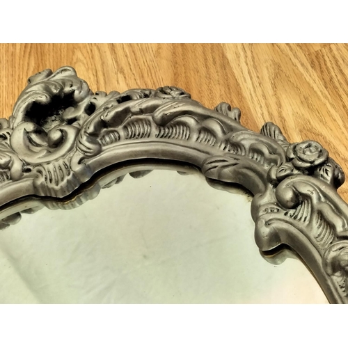 257 - Vintage Reproduction Baroque Style Chalk Framed Mirror. 62cm x 46cm. Collection Only.